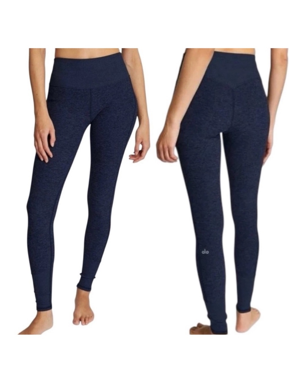 Alo Yoga High Waisted Leggings Size S Dark Blue Soft Logo Pilates Athletic